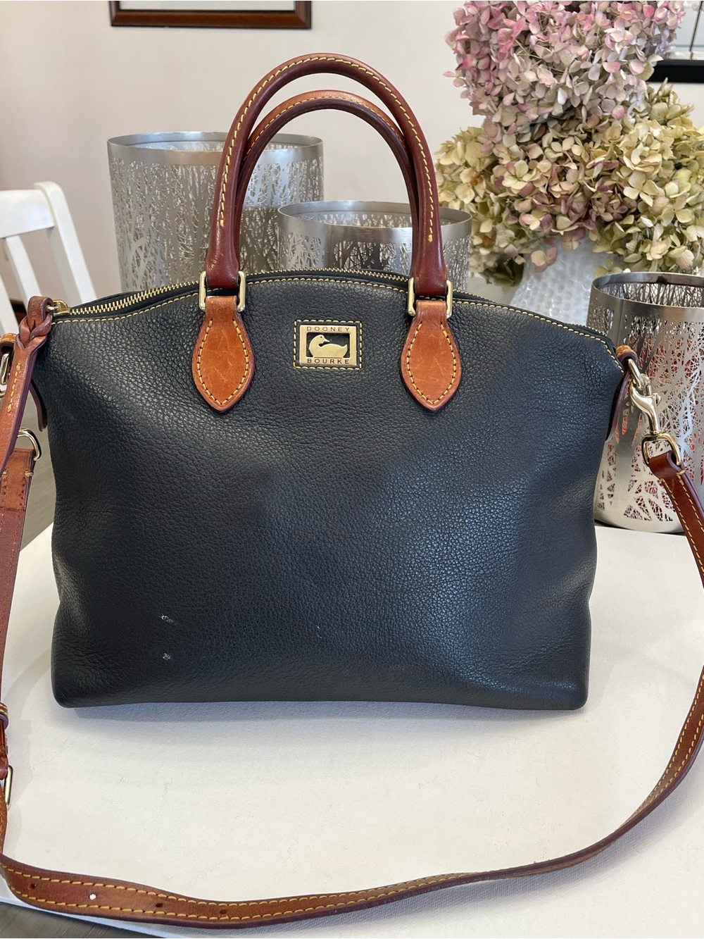 Dooney & Bourke Black Pebbled Leather Satchel Crossbody Bag
Brown
